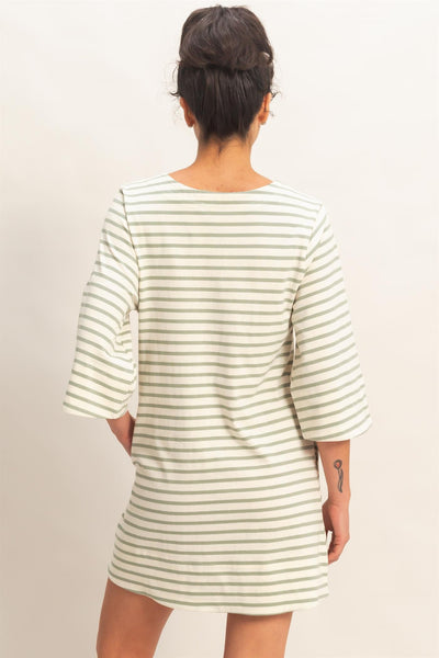 Striped Round Neck Half Sleeve Dress