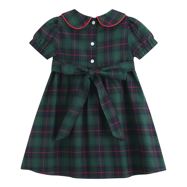 Plaid Smocked Collared Dress