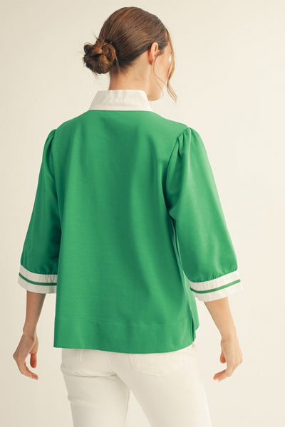 Contrast Accent Standing Neck Top
