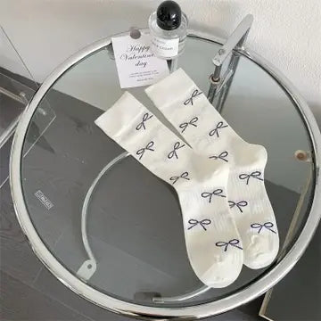 Sweet Ribbon Print Stacked Socks