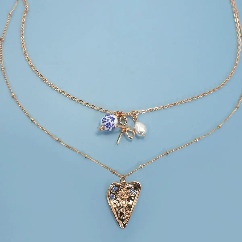 Ceramic Porcelain Layer Cluster Charm Necklace