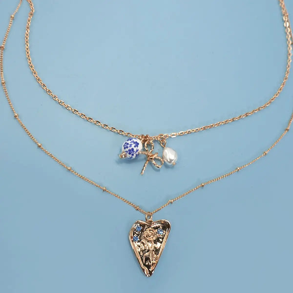 Ceramic Porcelain Layer Cluster Charm Necklace