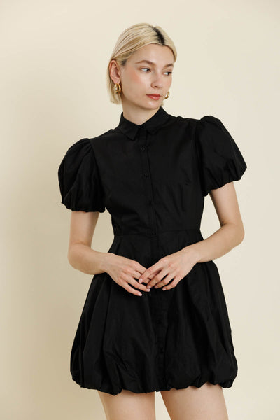 Bubble Hem Mini Shirt Dress