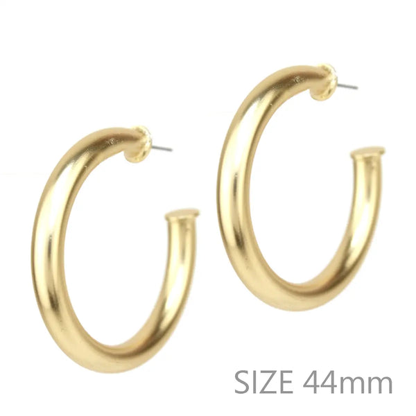 Satin Gold 1.75" Stud Hoop Earring