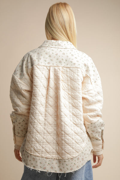 Oversized Floral Contrast Cotton Jacket