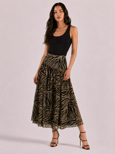 Animal Print Chiffon Midi Skirt