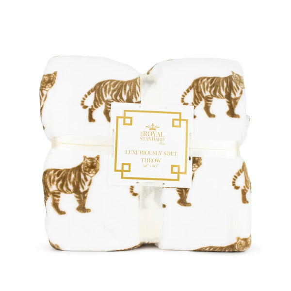 Tiger Prowl Throw Taupe/White