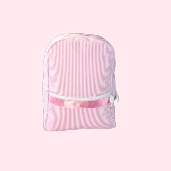 Kid's Pink Preppy Stripe Glossy Small Backpack