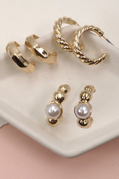Hoop Mini Huggie Earrings Trio Set