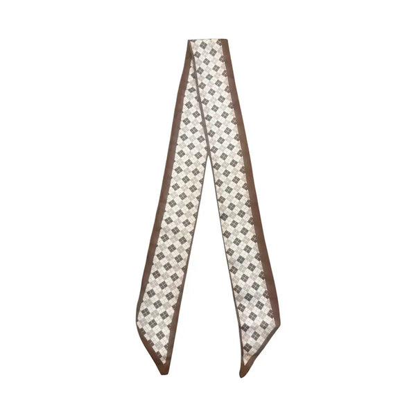 Twilly Scarf- Brown Square Checkered