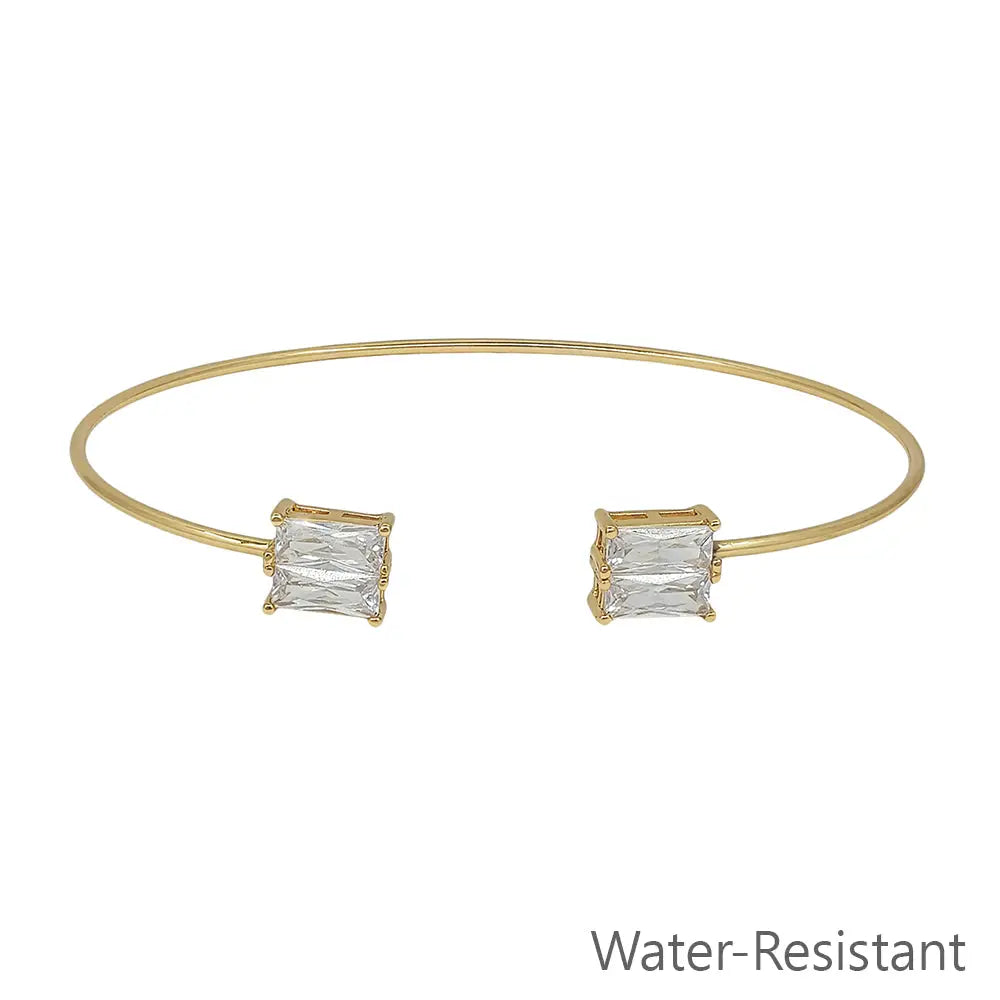 Thin Gold Bracelet w/ Rectangle Crystal Accents