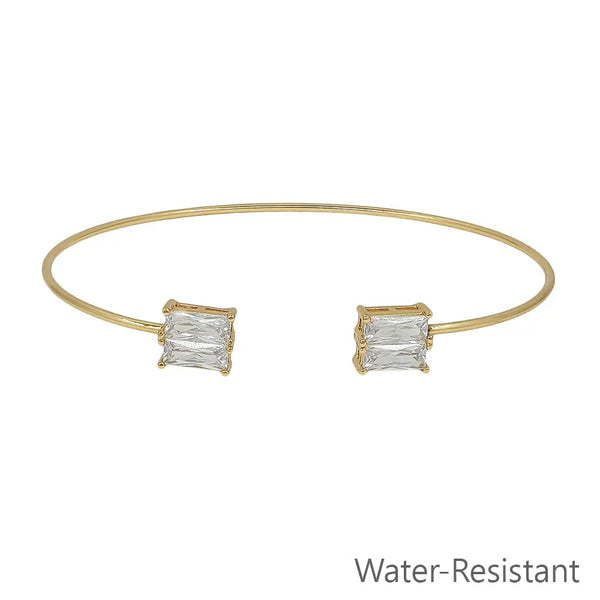 Thin Gold Bracelet w/ Rectangle Crystal Accents