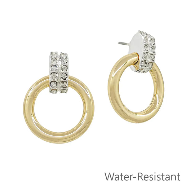 Gold Open 1" Circle With Silver Pave Accents