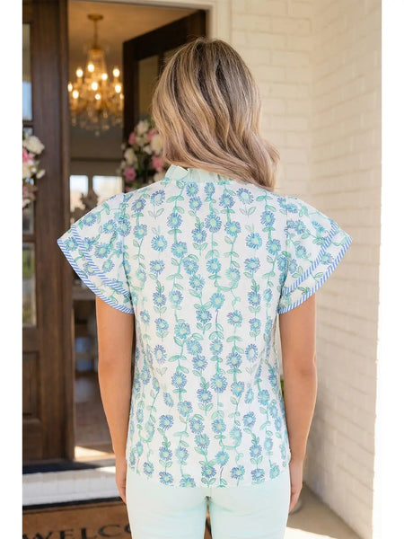 Floral Striped Contrast Patchwork Blouse