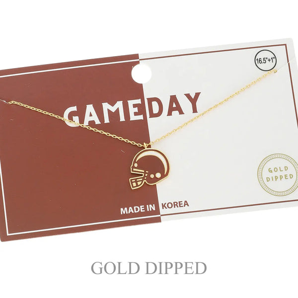 Game Day Football Helmet Gold Plated Necklace