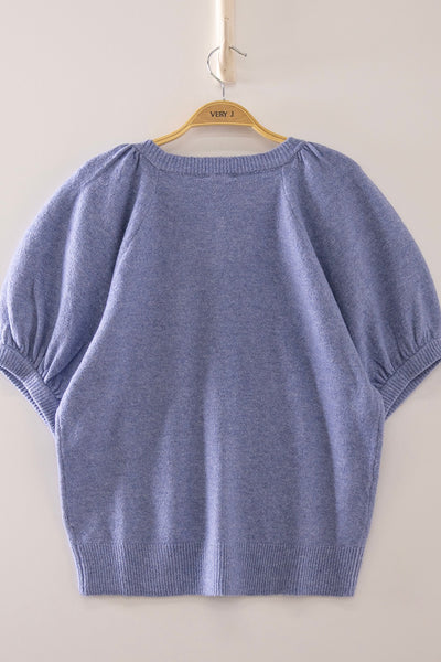 Puff Sleeve Knit Cardigan Top