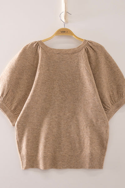 Puff Sleeve Knit Cardigan Top