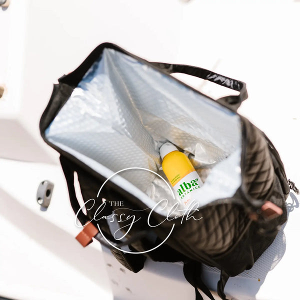 Black Quilted Cooler Backpack