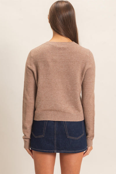 Crew Neck Long Sleeve Cardigan
