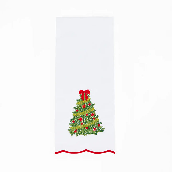 Traditional Tree Embroidered Tea Towel
