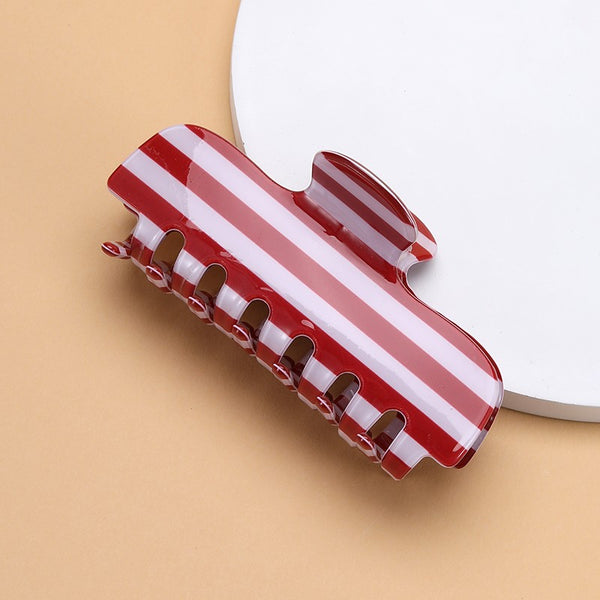 Retro Striped Rectangular Hair Claw Clip