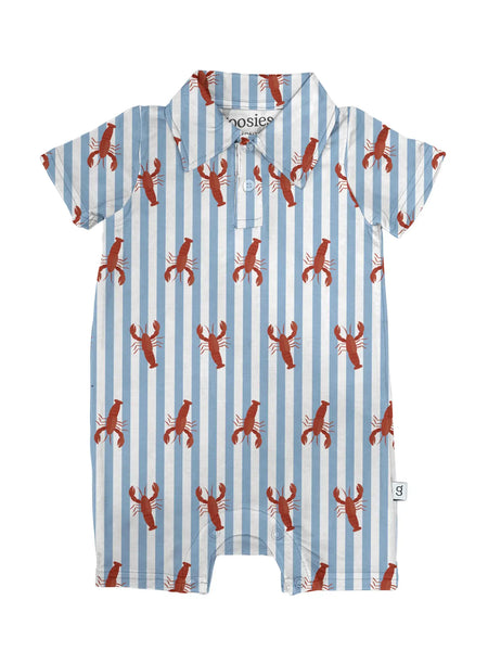 Little Pinchers Crawfish/Lobsters Ss Polo Romper