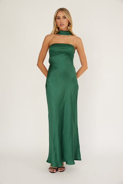 Halter Satin Maxi Dress