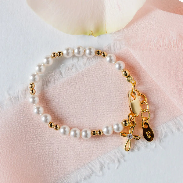 14K Gold-Plated Baby Cross Bracelet