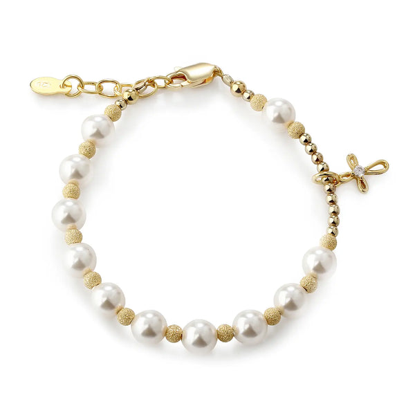 Girls 14K Gold-Plated Rosary Bracelet
