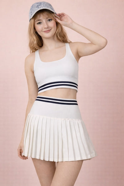 Striped Band Detail Top & Skirt Set