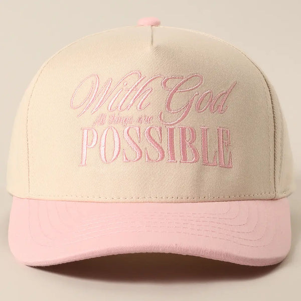 With God All Possible Embroidery Baseball Cap