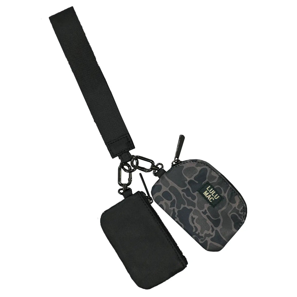 LuluMac Black Camo Double Pouch Wristlet