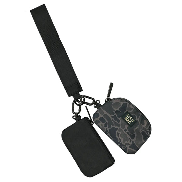 LuluMac Black Camo Double Pouch Wristlet