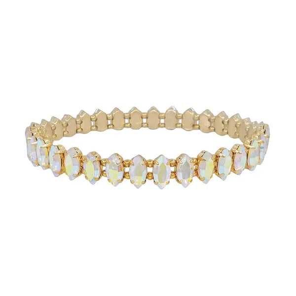 Ab Opal Marque Crystal and Gold Stretch Bracelet