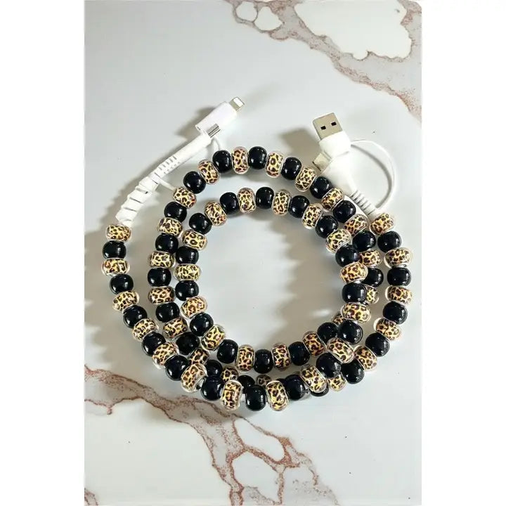 Updated Cheetah Beaded Cord Charger