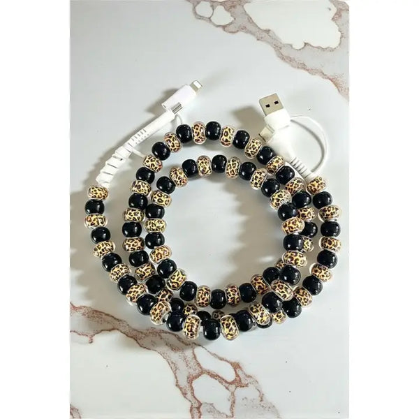 Updated Cheetah Beaded Cord Charger