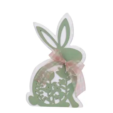 Sheldon Bunny Décor Green/White 12x7.5x1.2