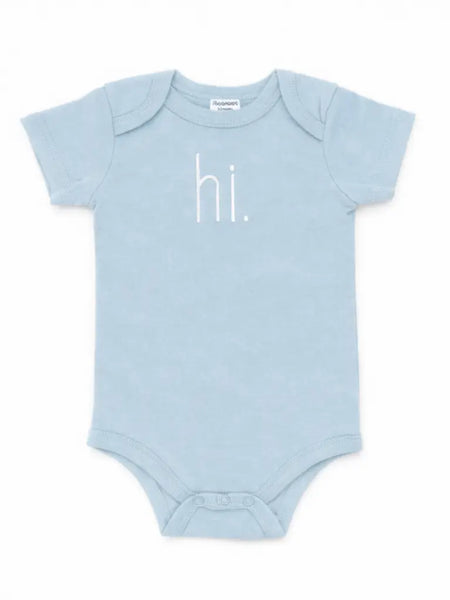 Hi. Embroidered Surf Blue Knit Onesie