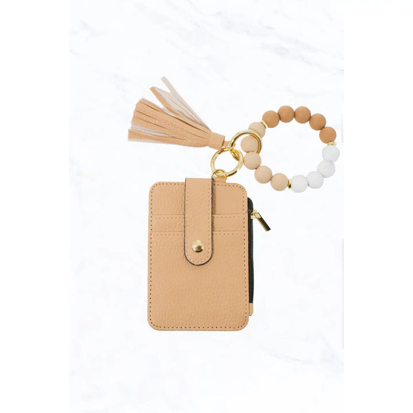 Silicone Bead Bracelet w/ Card Holder Keychain