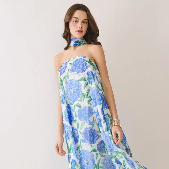 Strapless Floral Maxi Dress