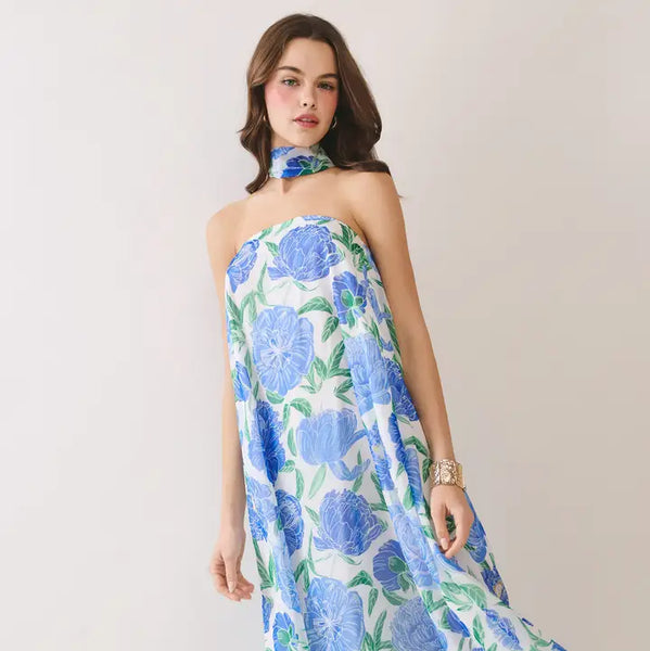 Strapless Floral Maxi Dress