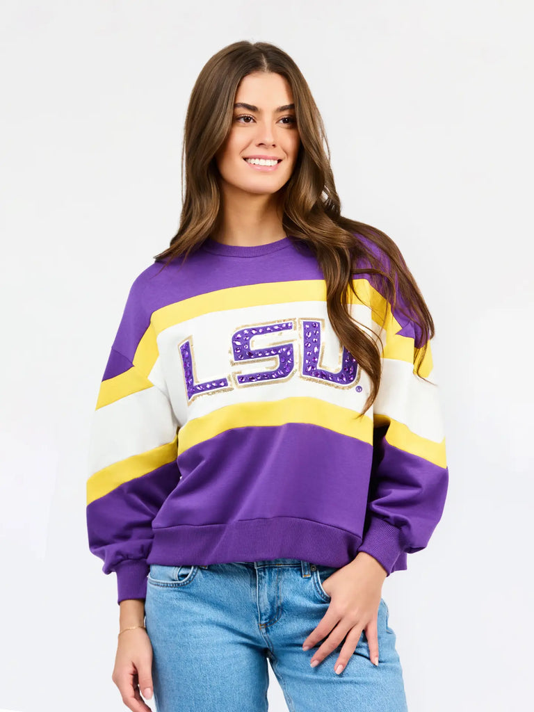 LSU Stripe Sweatshirt