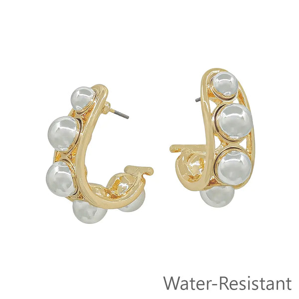 Water Resistant Gold & Silver Two Tone 1" Hoop Earring
