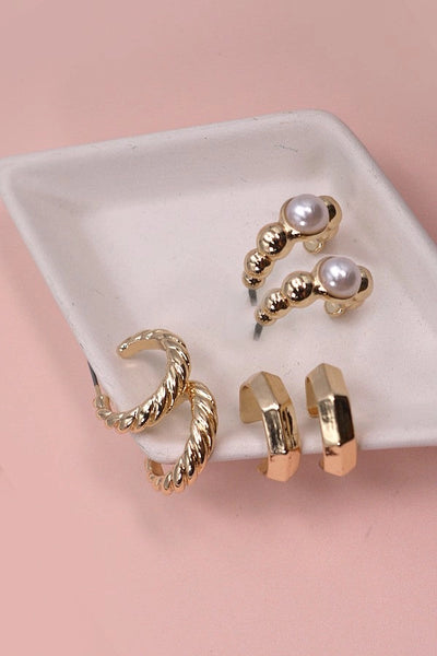 Hoop Mini Huggie Earrings Trio Set