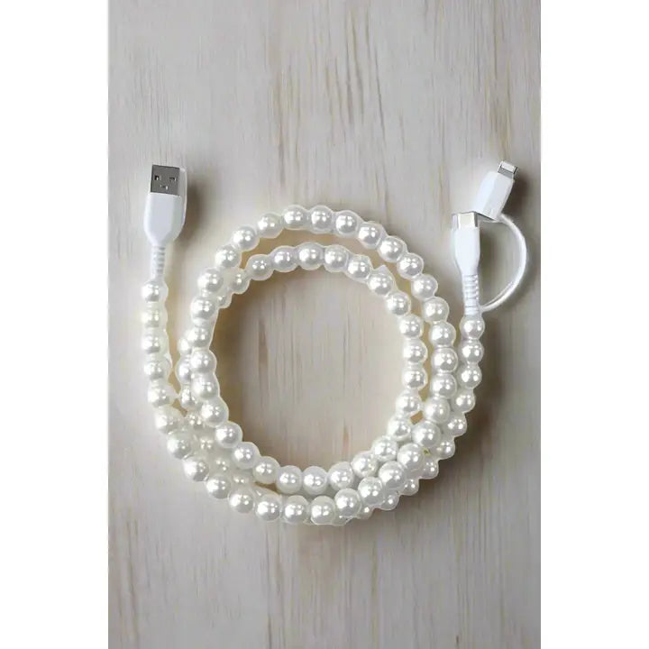 White Pearl Cord Phone Charger