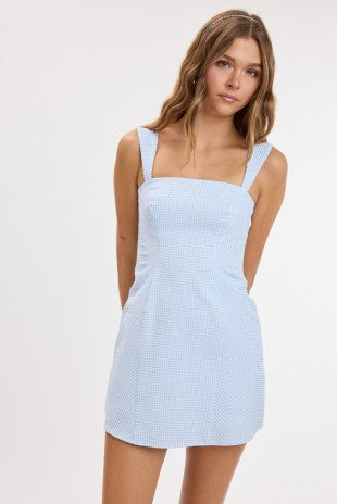 Gingham Wide Strap Mini Dress