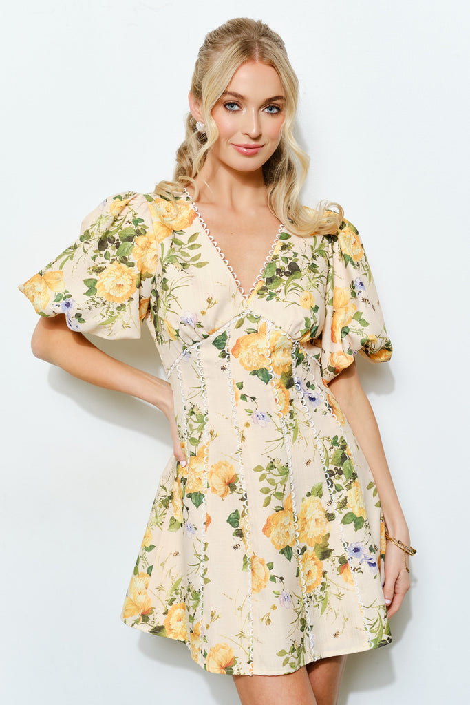 Floral Lace Fit & Flare Mini Dress