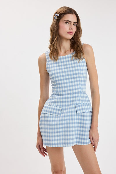 Checkered Pocket Mini Dress