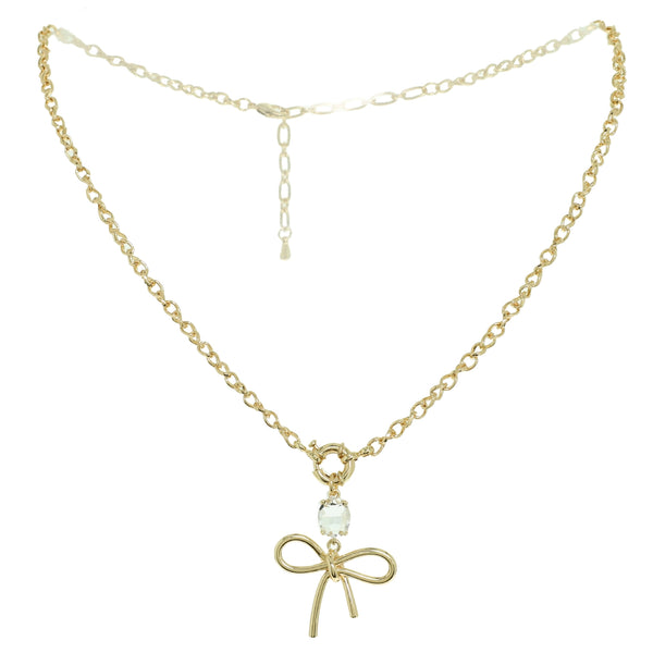 Yellow Gold Tone Bowknot Chain Necklace