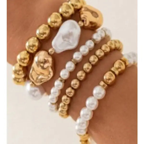 Multi Ball Pearl Beaded Chain Bracelet
